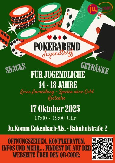 Maroon Orange Poker League Poster in Illustrative Bold Style - 1